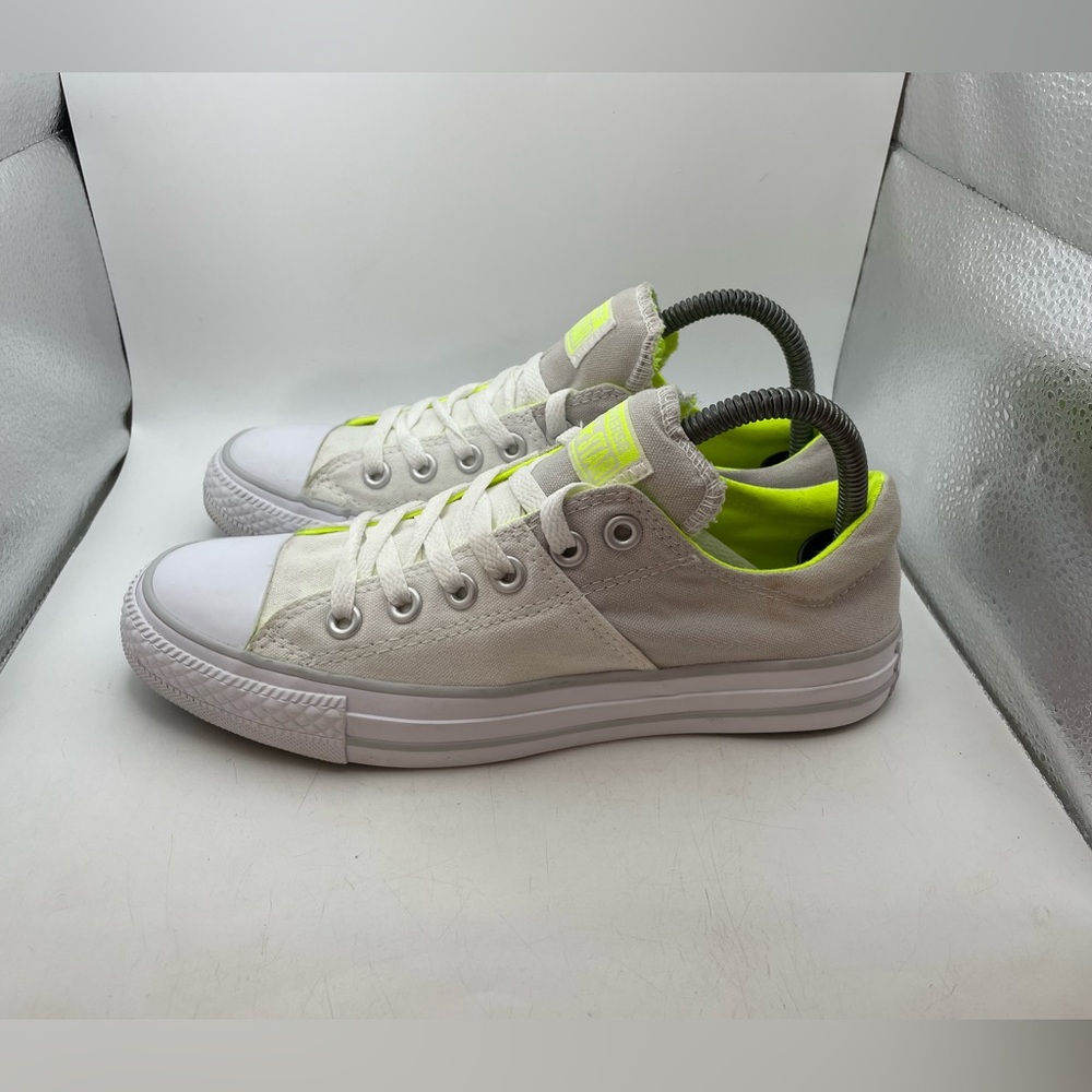 Converse Low Top Sneakers White with Neon Yellow Accents